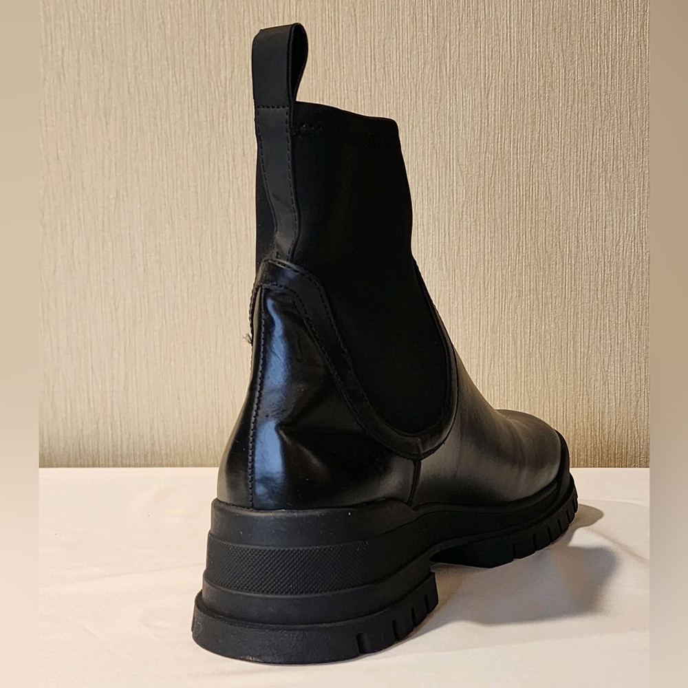 ZARA WATERPROOF POOL-ON ANKLE BOOTS WITH TRACK SOLE - EU sz 39 Black - Picture 6 of 7
